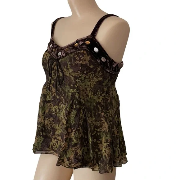 REBE Size 6 Boho Velvet Trim Camisole Tank - Picture 4 of 12